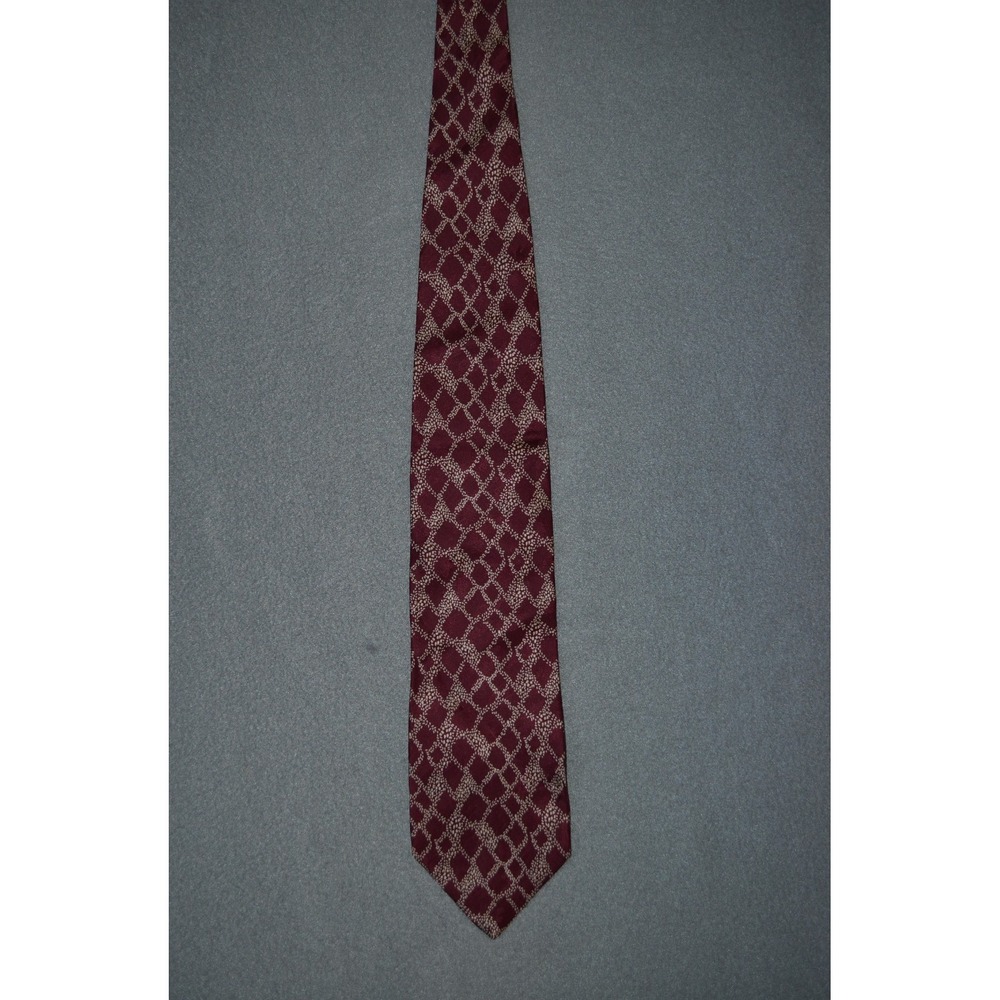 Valentino Cravatte Vintage Necktie Silk Tie Burgundy Geometric Made in Italy